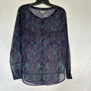 ecote Paisley‎ Blue and Teal Printed Blouse